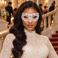 White Jewel Masquerade Mask with Clear Rhinestones for Women - image 3