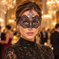 Black Crown Masquerade Mask with Pink Rhinestones for Women - main image