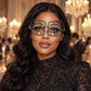Silver Wide Cutout Masquerade Mask with Clear Rhinestones for Women - main image