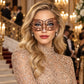 Rose Gold Wide Cutout Masquerade Mask with Clear Rhinestones for Women - image 3