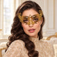 Gold Curled Cutout Masquerade Mask with Clear Rhinestones for Women - image 2