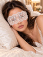 White Floral Lace Eye Blindfold with Ribbon Ties | Sheer Boudoir Mask for Women, Romantic Bridal Night & Honeymoon Wear - product view 5