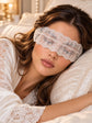 White Sheer Lace Night Blindfold for Women | Romantic Floral Eye Mask with Ribbon Ties for Boudoir, Bridal & Honeymoon - product view 4