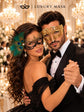 Gold Diamond Masquerade Mask for Men & Black Gold Peacock Lace Mask for Women | Venetian His and Hers Party Masks - product view 4