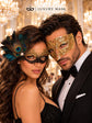 Gold Venetian Mask for Men with Black Gold Peacock Lace Mask for Women | Diamond Cut His & Hers Masquerade Masks - product view 4