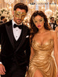 Gold Swan Metal Mask for Women & Gold Diamond Clear Stone Mask for Men | Venetian Masquerade Couple Mask Set - image 2