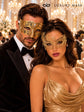 Gold Swan Metal Mask for Women & Gold Diamond Clear Stone Mask for Men | Venetian Masquerade Couple Mask Set - image 5