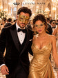 Gold Diamond Clear Stone Mask for Men & Gold Butterfly Rhinestone Metal Mask for Women | Venetian Masquerade Couple Set - image 2