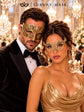 Gold Diamond Clear Stone Mask for Men & Gold Butterfly Rhinestone Metal Mask for Women | Venetian Masquerade Couple Set - image 5