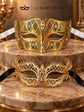 Gold Diamond Clear Stone Mask for Men & Gold Butterfly Rhinestone Metal Mask for Women | Venetian Masquerade Couple Set - image 6