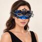 Blue and Black Masquerade Mask for Women with Clear Rhinestones and Detailed Cutout - product photo