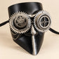 Silver and Black Steampunk Full Face Mask with Gear Goggles and Chain Detail - product photo