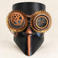 Copper Bronze and Black Steampunk Full Face Mask with Gear Goggles and Chain Detail - product photo
