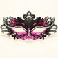 Black and Pink Rhinestone Masquerade Mask for Women, Detailed Cutout Venetian Eye Mask - product photo