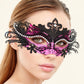 Black and Pink Rhinestone Masquerade Mask for Women, Detailed Cutout Venetian Eye Mask - product photo