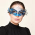 Silver and Blue Rhinestone Masquerade Mask for Women, Detailed Cutout Venetian Eye Mask - main image