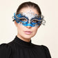 Silver and Blue Rhinestone Masquerade Mask for Women, Detailed Cutout Venetian Eye Mask - main image