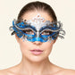 Silver and Blue Rhinestone Masquerade Mask for Women, Detailed Cutout Venetian Eye Mask - product photo