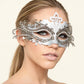 Silver Rhinestone Masquerade Mask for Women, Detailed Cutout Venetian Eye Mask - product photo