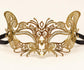 Gold Cutout Masquerade Mask for Women, Detailed Venetian Eye Mask with Clear Rhinestones - product photo