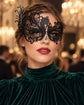 Black Swan Masquerade Mask with Clear Teardrop Stone for Women, Side Design Party Mask - product photo