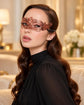 Rose Gold Masquerade Mask for Women, Curved Cutout Eye Mask for Prom and Parties - product photo