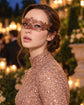 Rose Gold Masquerade Mask for Women, Curved Cutout Eye Mask for Prom and Parties - product photo
