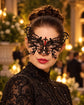 Black Butterfly Masquerade Mask with Red Rhinestones for Women, Party Eye Mask for Prom - product photo