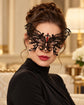Black Butterfly Masquerade Mask with Red Rhinestones for Women, Party Eye Mask for Prom - product photo