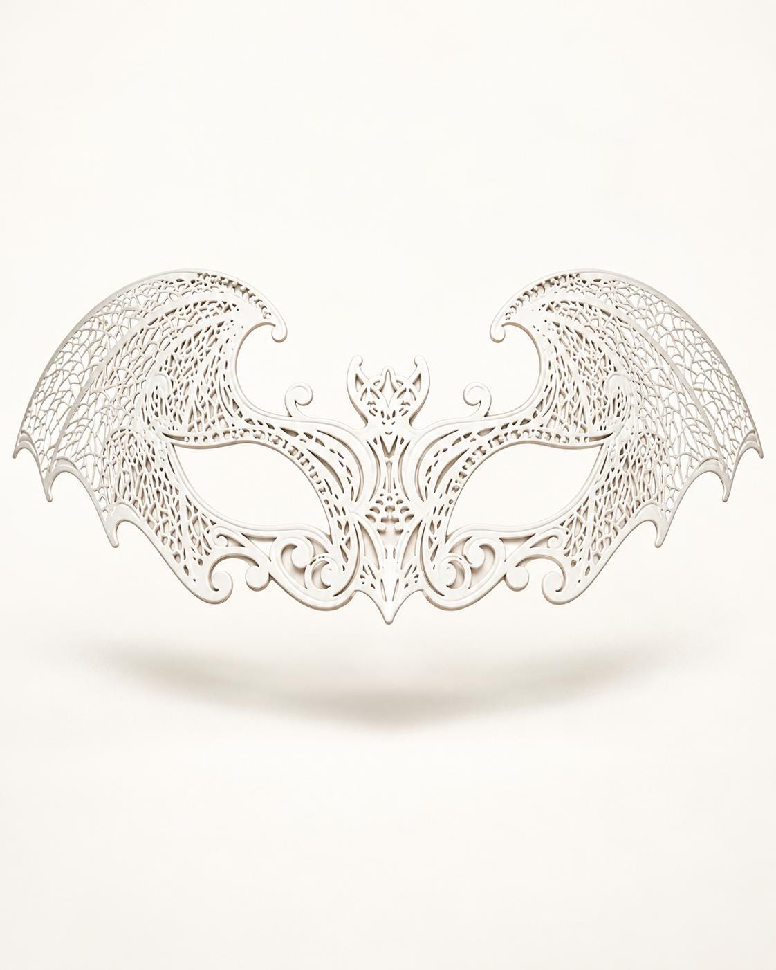 White Bat Wing Masquerade Mask for Women, Halloween Costume Eye Mask for Parties - product photo