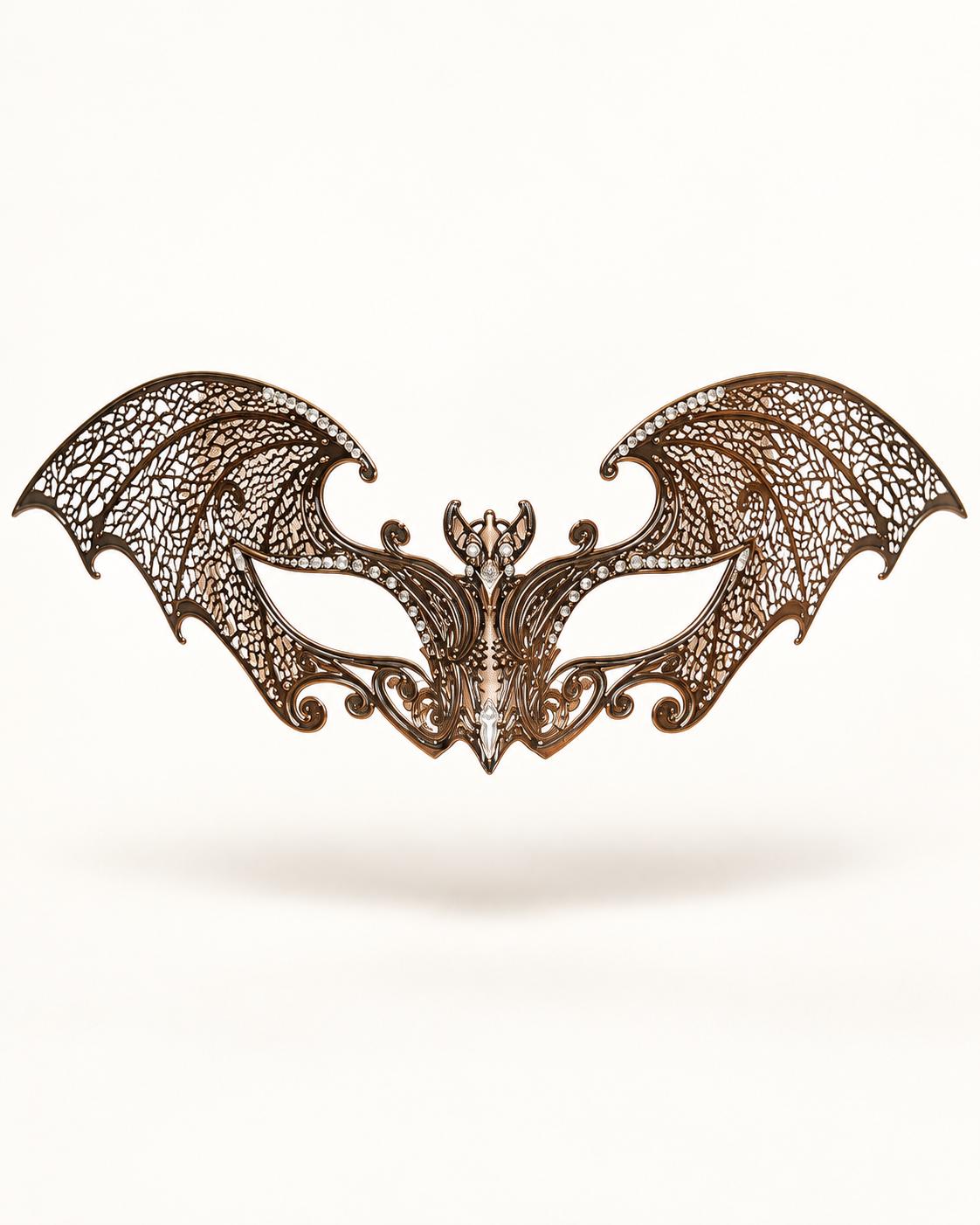 Bronze Bat Wing Masquerade Mask for Women, Halloween Costume Eye Mask for Parties - product photo