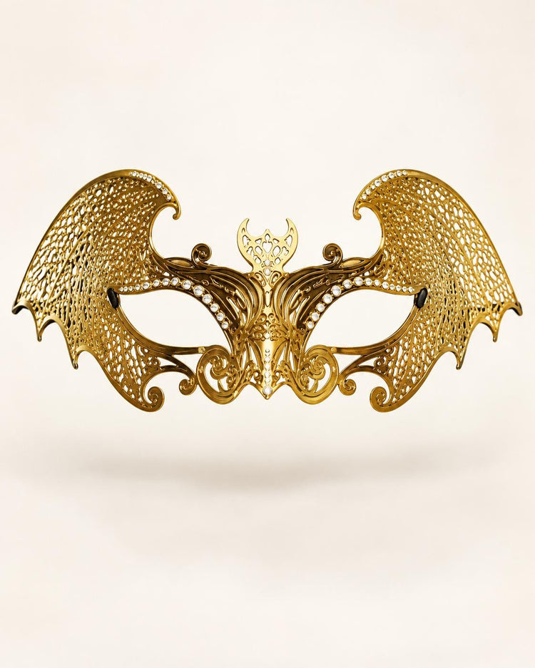 Gold Bat Wing Masquerade Mask for Women, Halloween Costume Eye Mask for Parties - product photo