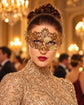 Gold Flower Masquerade Mask with Clear Stones for Women, Party Eye Mask for Prom - main image