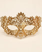 Gold Flower Masquerade Mask with Clear Stones for Women, Party Eye Mask for Prom - product photo