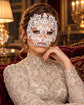 White Skull Masquerade Mask with Clear Crystals for Women, Full Face Halloween Costume Mask - product photo