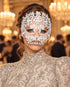 White Skull Masquerade Mask with Clear Crystals for Women, Full Face Halloween Costume Mask - main image