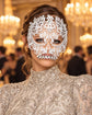 White Skull Masquerade Mask with Clear Crystals for Women, Full Face Halloween Costume Mask - main image