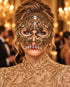 Gold Skull Masquerade Mask with Clear Crystals for Women, Full Face Halloween Costume Mask - main image