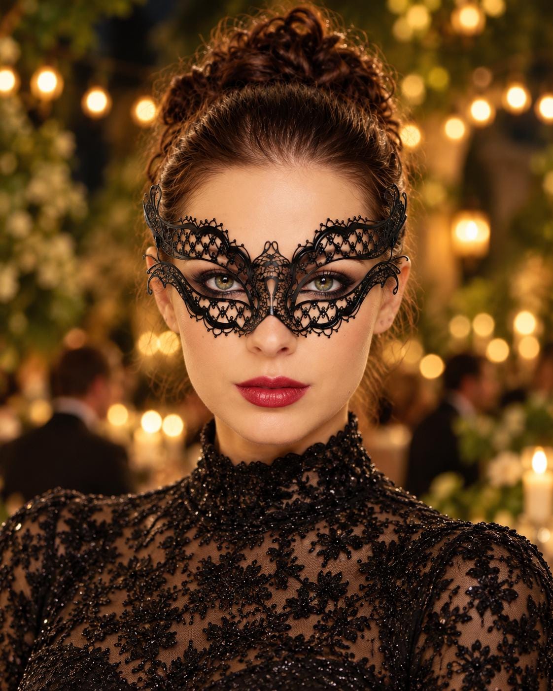 Black Masquerade Mask for Women, Party Eye Mask for Prom, Halloween and Costume Parties - product photo
