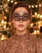 Bronze Masquerade Mask for Women with Rhinestones, Party Eye Mask for Prom and Halloween - product photo