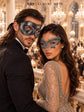 Black & Silver matching masquerade masks for couples, men’s Venetian and women’s lace eye masks – view 4