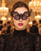 Black Masquerade Mask with Pink Rhinestones for Women, Diamond Design Party Eye Mask - product photo