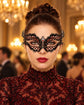 Black Masquerade Mask with Red Rhinestones for Women, Diamond Design Party Eye Mask - main image