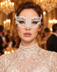 White Masquerade Mask with Clear Rhinestones for Women, Diamond Design Party Eye Mask - main image