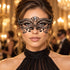 Black Metal Masquerade Mask with Clear Rhinestones for Women, Party Eye Mask for Prom - main image