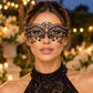 Black Metal Masquerade Mask with Clear Rhinestones for Women, Party Eye Mask for Prom - product photo