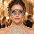 Silver Metal Masquerade Mask with Clear Rhinestones for Women, Party Eye Mask for Prom - main image