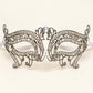 Silver Metal Masquerade Mask with Clear Rhinestones for Women, Party Eye Mask for Prom - product photo
