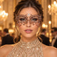 Rose Gold Masquerade Mask with Clear Rhinestones for Women, Metal Party Eye Mask - main image