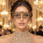 Gold Metal Masquerade Mask with Clear Rhinestones for Women, Party Eye Mask for Prom - product photo